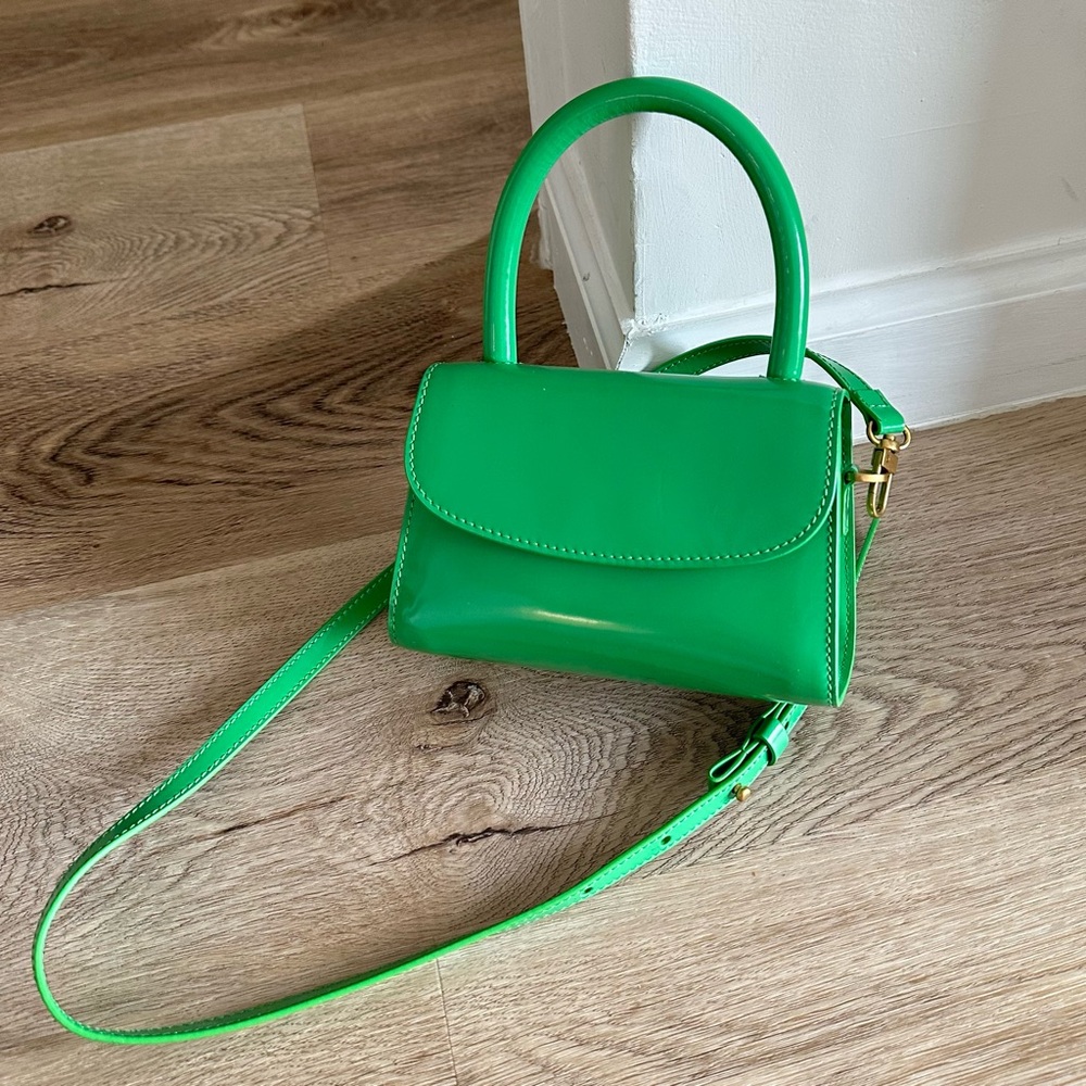 BY FAR Green Mini Top-Handle Crossbody Bag